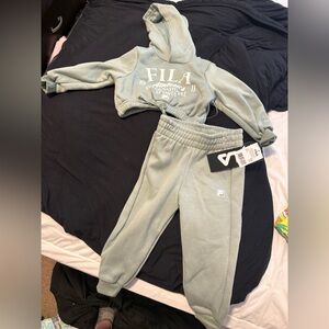 FILA Kids Sage Green Jogger Set - Pullover & Sweatpants
